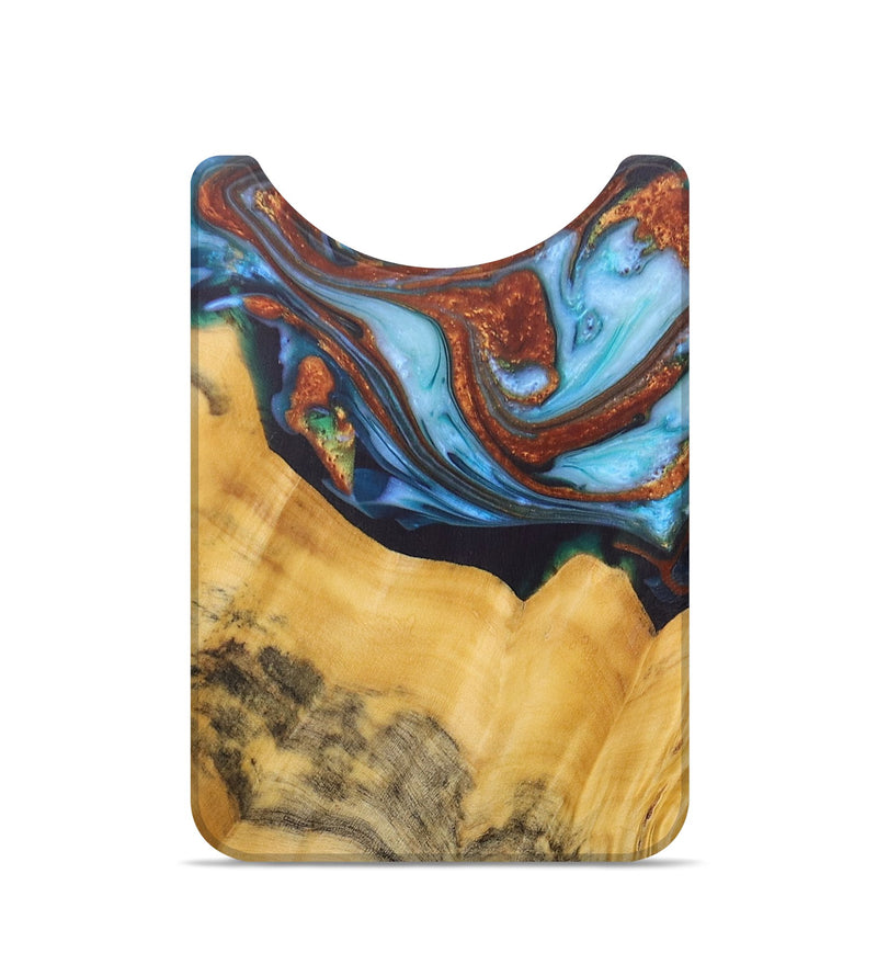 Live Edge Wood+Resin Wallet - Griffin (Teal & Gold, 687056)