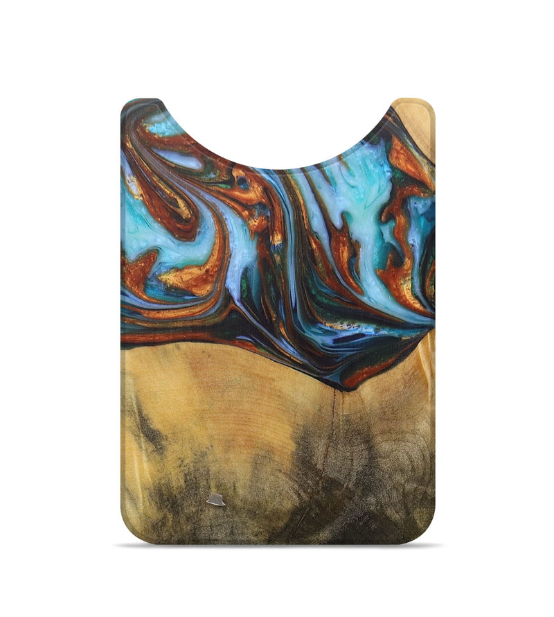 Live Edge Wood+Resin Wallet - Kay (Teal & Gold, 687057)