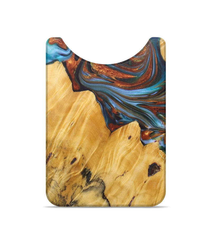 Live Edge Wood+Resin Wallet - Connor (Teal & Gold, 687061)
