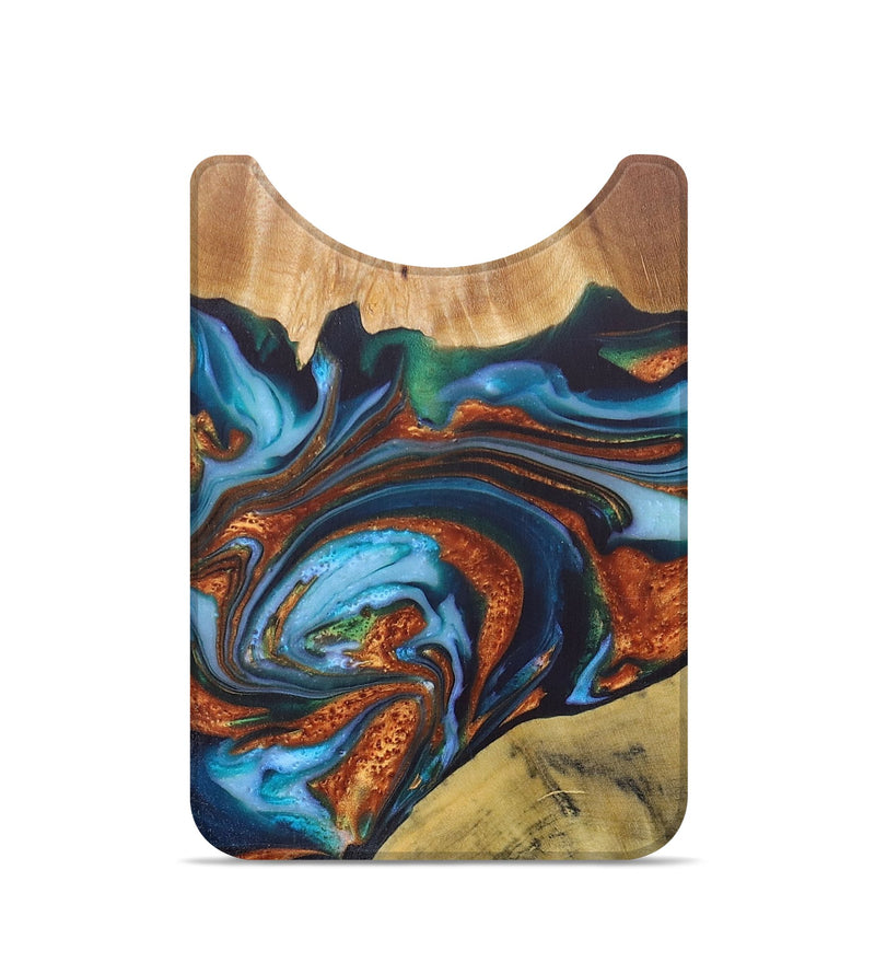 Live Edge Wood+Resin Wallet - Sondra (Teal & Gold, 687063)
