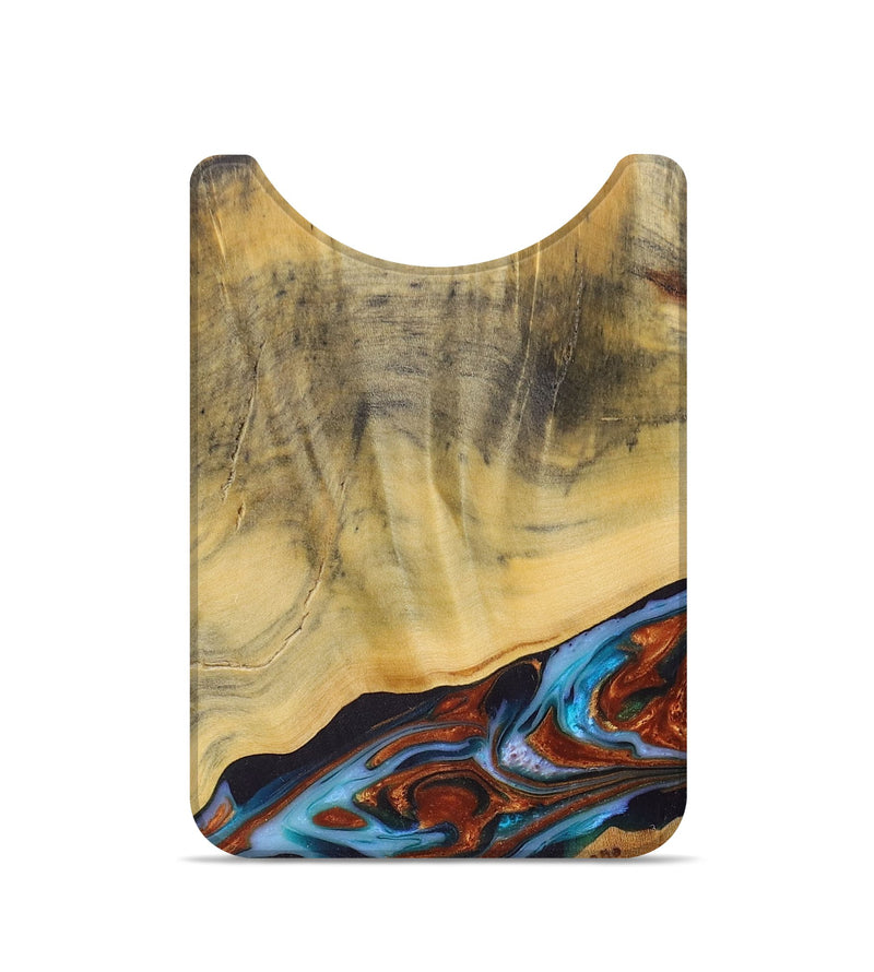 Live Edge Wood+Resin Wallet - Makenzie (Teal & Gold, 687064)