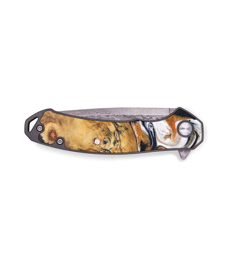 EDC Wood+Resin Pocket Knife - Arthur (Black & White, 687274)