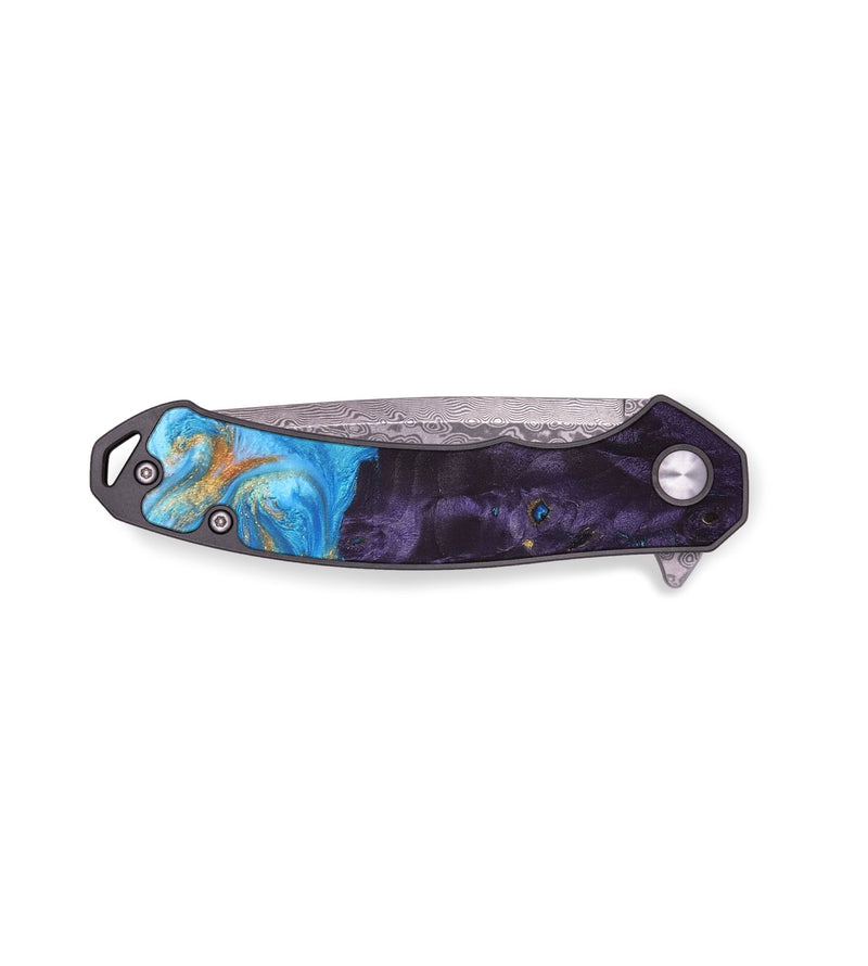 EDC Wood+Resin Pocket Knife - Delbert (Teal & Gold, 687295)