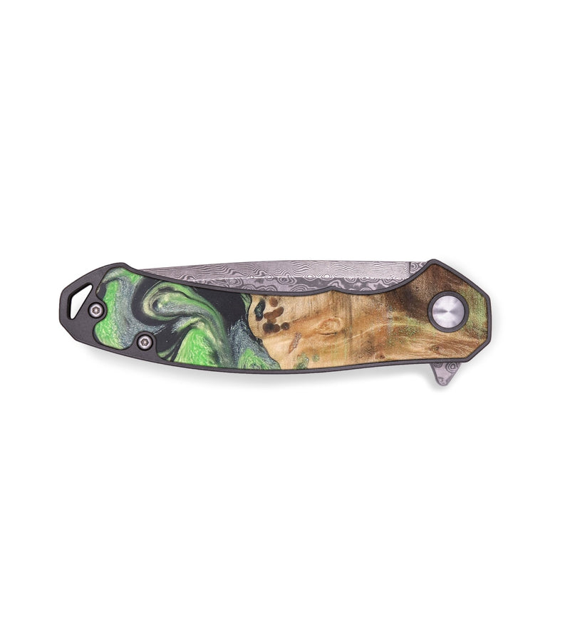 EDC Wood+Resin Pocket Knife - Roxanne (Green, 687304)