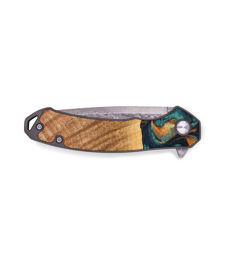 EDC Wood+Resin Pocket Knife - Journey (Teal & Gold, 687742)
