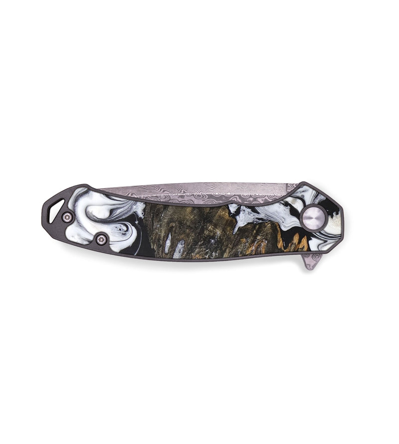 EDC Wood+Resin Pocket Knife - Cassie (Black & White, 687749)
