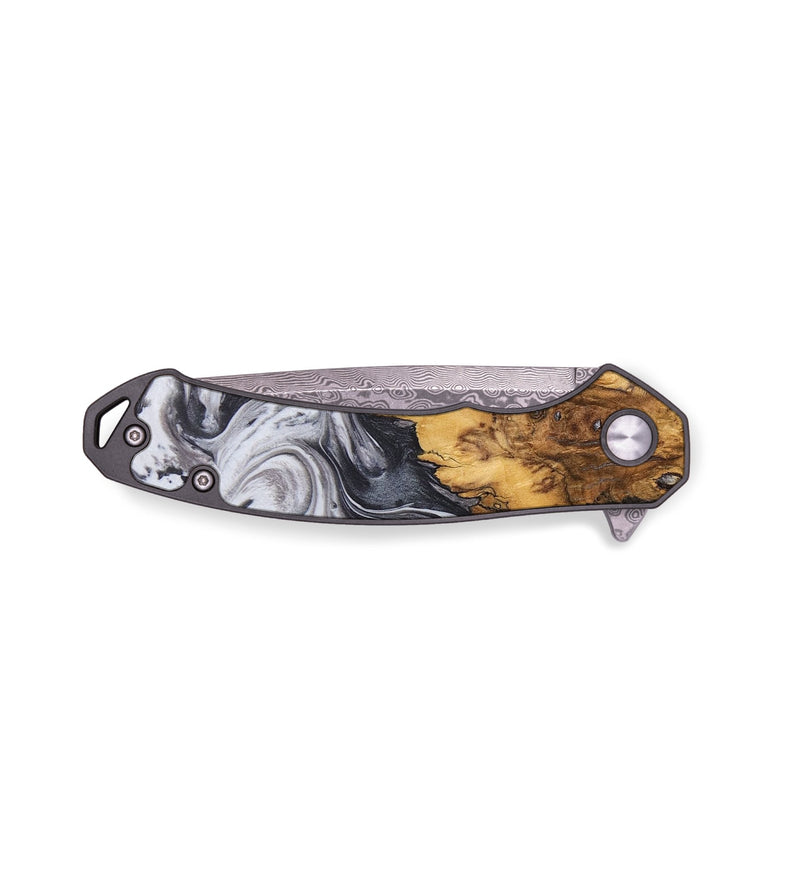 EDC Wood+Resin Pocket Knife - Cohen (Black & White, 687750)