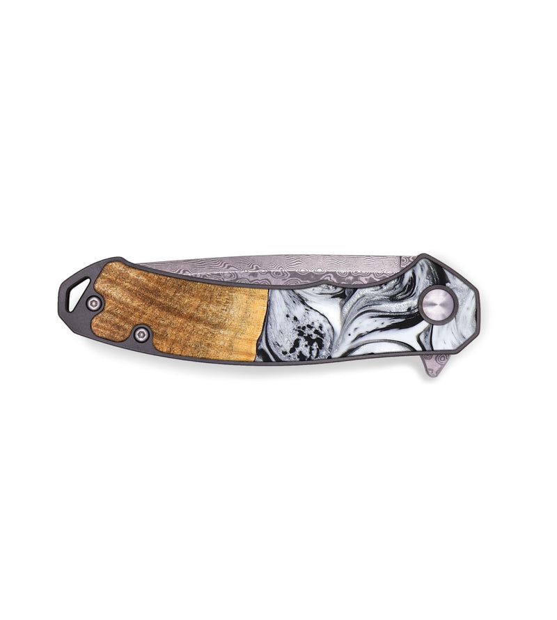 EDC Wood+Resin Pocket Knife - Edna (Black & White, 687752)