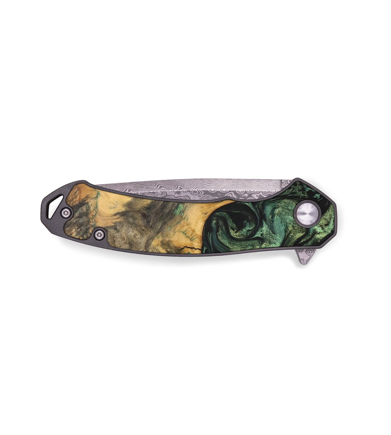 EDC Wood+Resin Pocket Knife - Angeline (Green, 687753)
