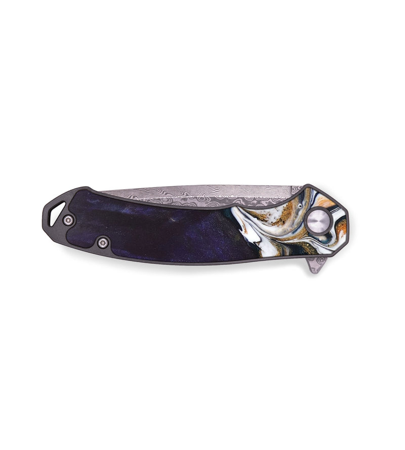 EDC Wood+Resin Pocket Knife - Catherine (Teal & Gold, 687901)