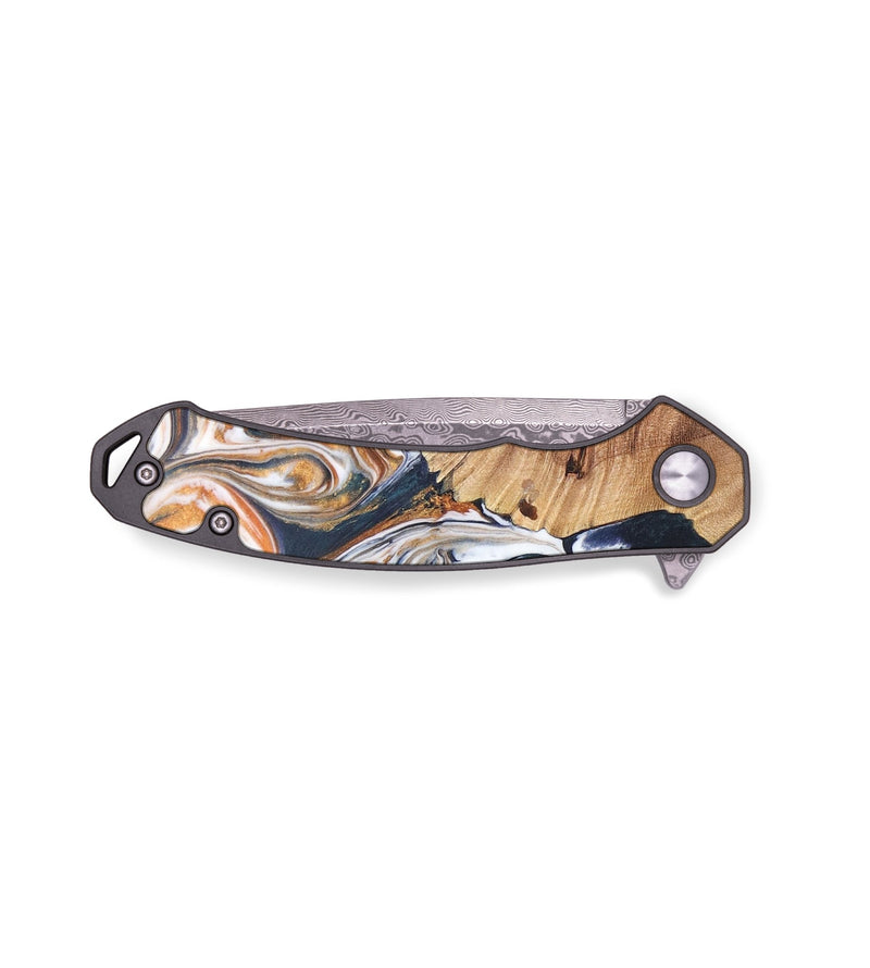 EDC Wood+Resin Pocket Knife - Everly (Teal & Gold, 687903)