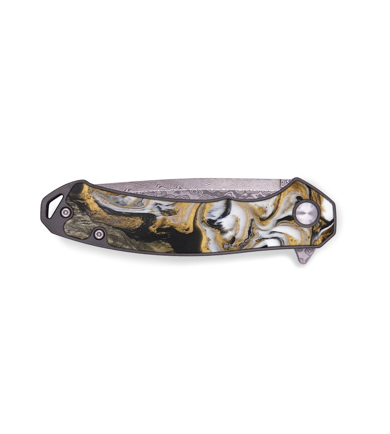 EDC Wood+Resin Pocket Knife - Brittani (Black & White, 687915)