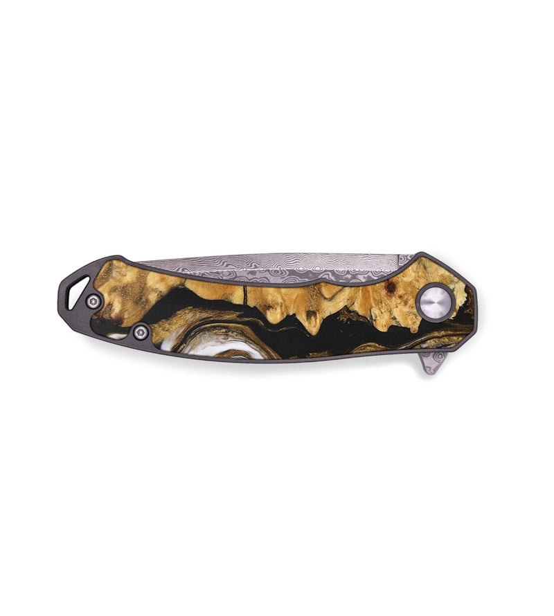 EDC Wood+Resin Pocket Knife - Delores (Black & White, 687916)