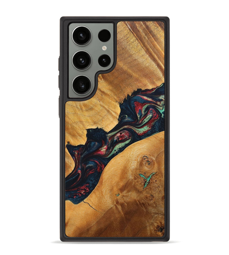Galaxy S23 Ultra Wood+Resin Phone Case - Ben (Red, 688007)