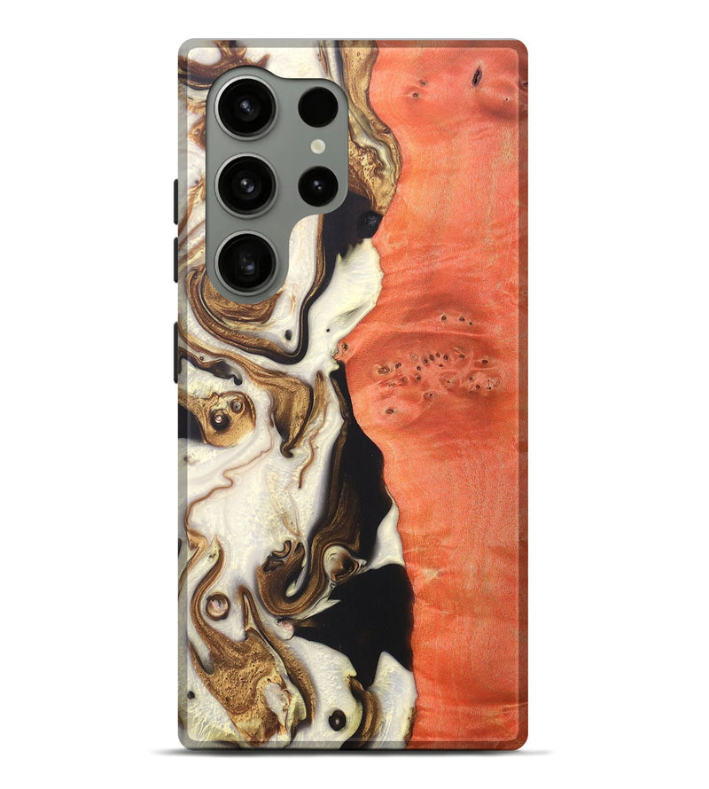 Galaxy S24 Ultra Wood+Resin Live Edge Phone Case - Emilee (Black & White, 688108)
