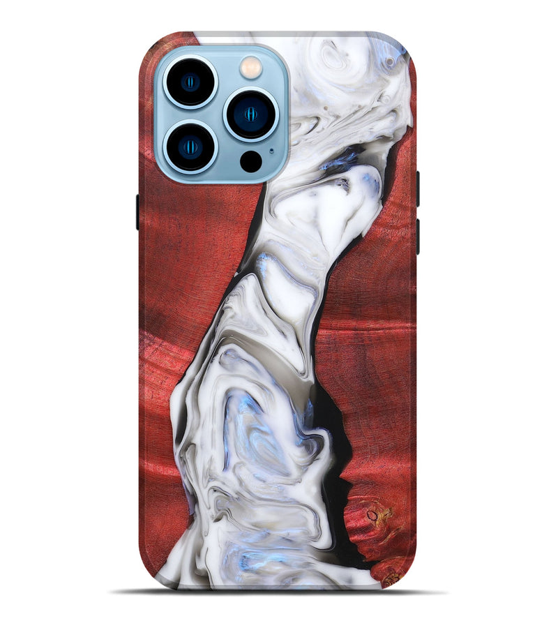 iPhone 14 Pro Max Wood+Resin Live Edge Phone Case - Deanna (Black & White, 688113)