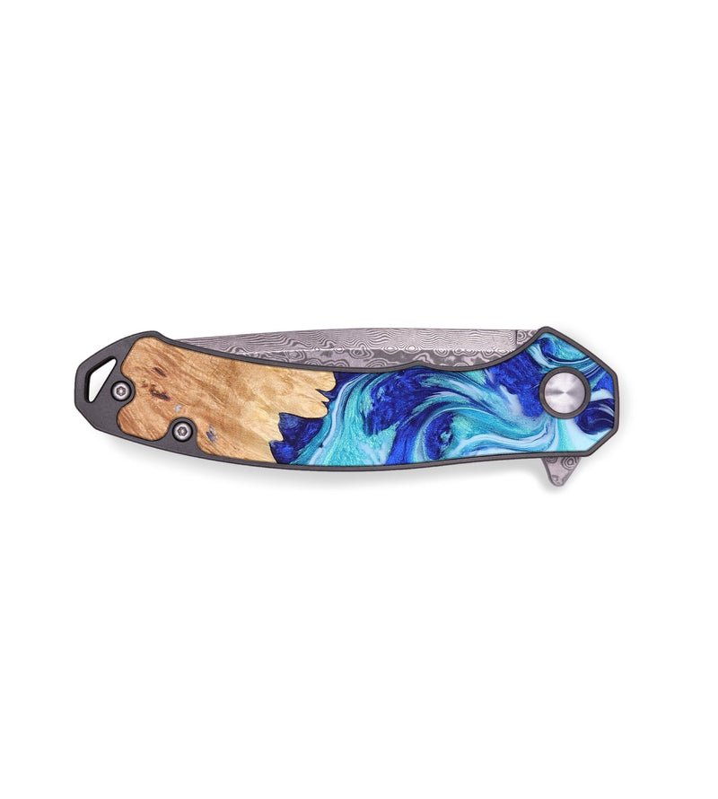 EDC Wood+Resin Pocket Knife - Alaina (Blue, 688163)