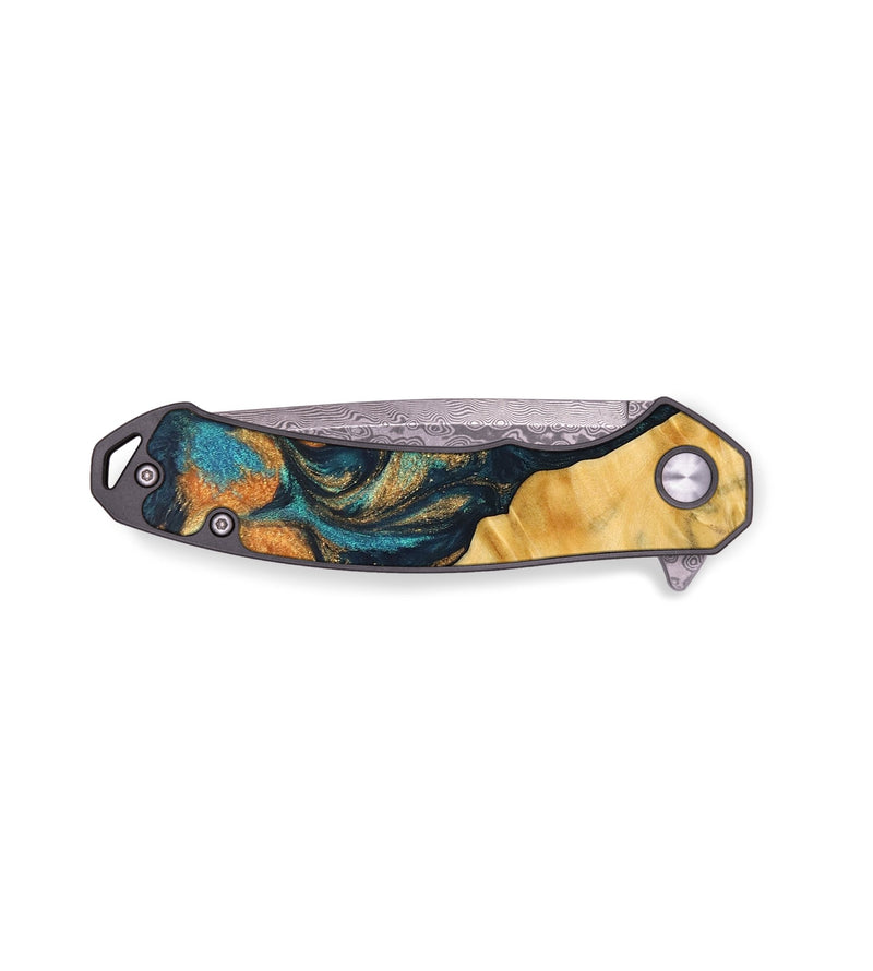 EDC Wood+Resin Pocket Knife - Maximus (Teal & Gold, 688167)