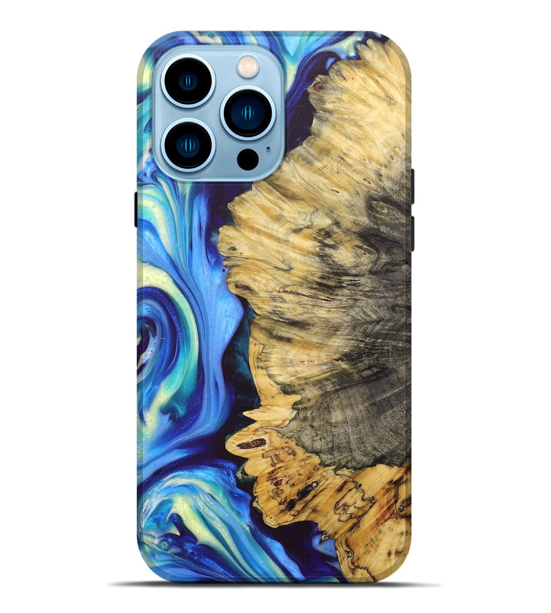 iPhone 14 Pro Max Wood+Resin Live Edge Phone Case - Nick (Blue, 688299)