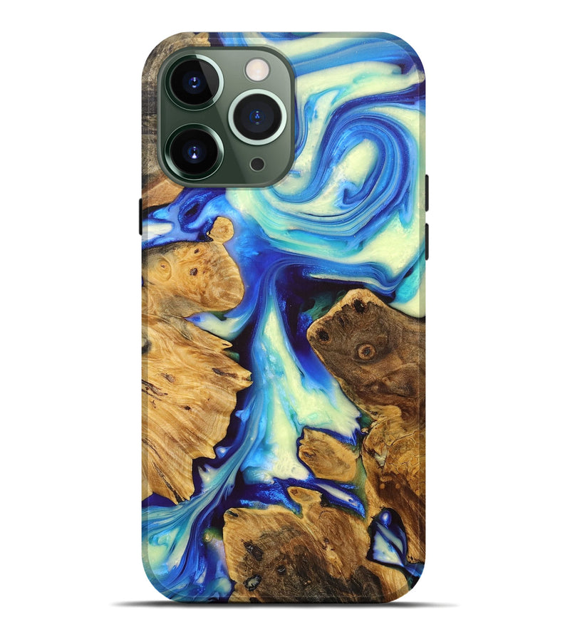iPhone 13 Pro Max Wood+Resin Live Edge Phone Case - Everett (Blue, 688302)