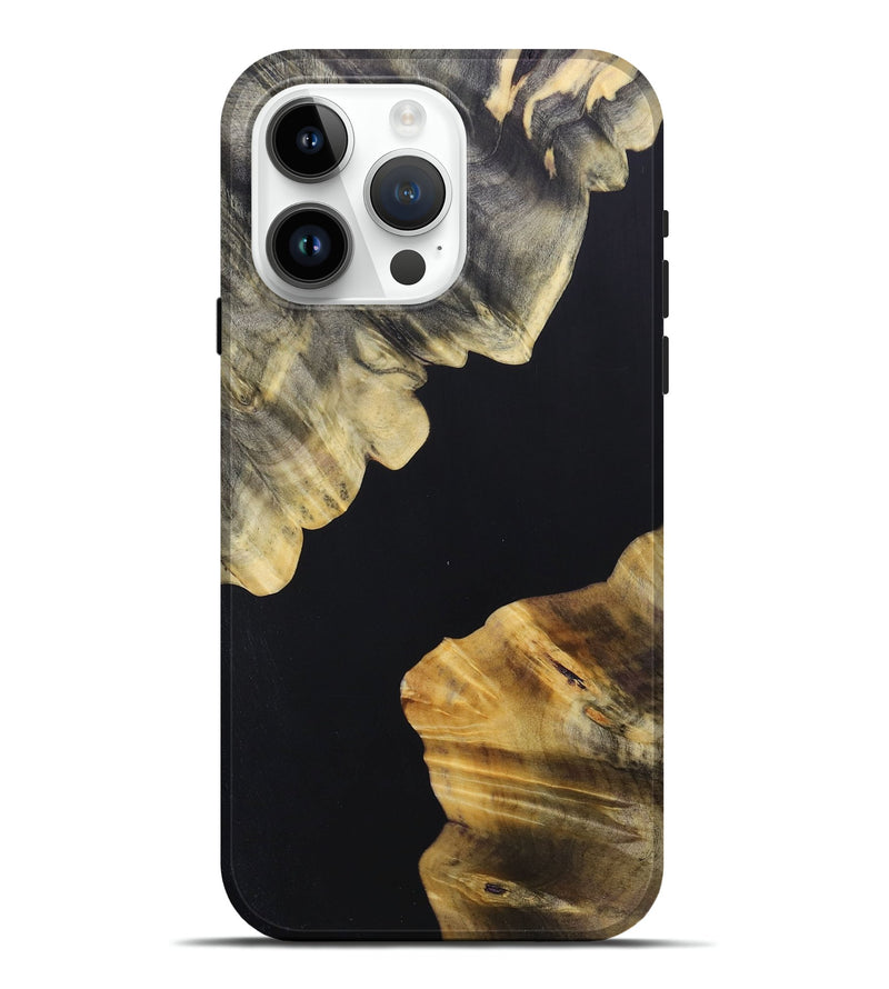 iPhone 15 Pro Max Wood+Resin Live Edge Phone Case - Addie (Pure Black, 688311)