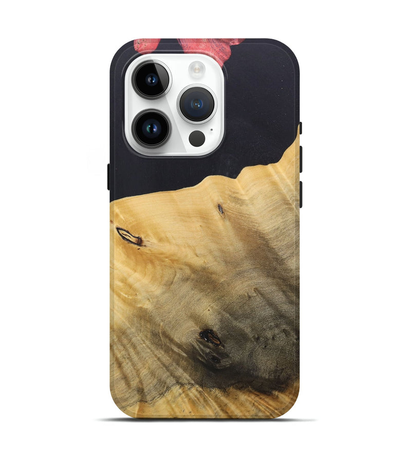iPhone 15 Pro Wood+Resin Live Edge Phone Case - Rosa (Pure Black, 688317)