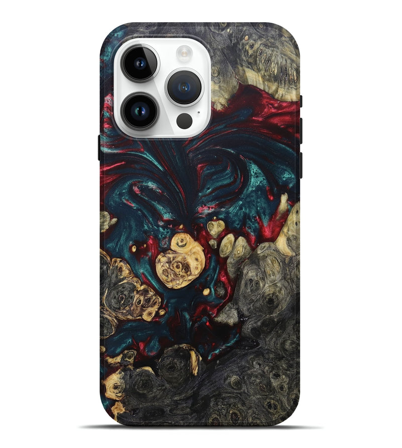 iPhone 15 Pro Max Wood+Resin Live Edge Phone Case - Addilyn (Green, 688564)