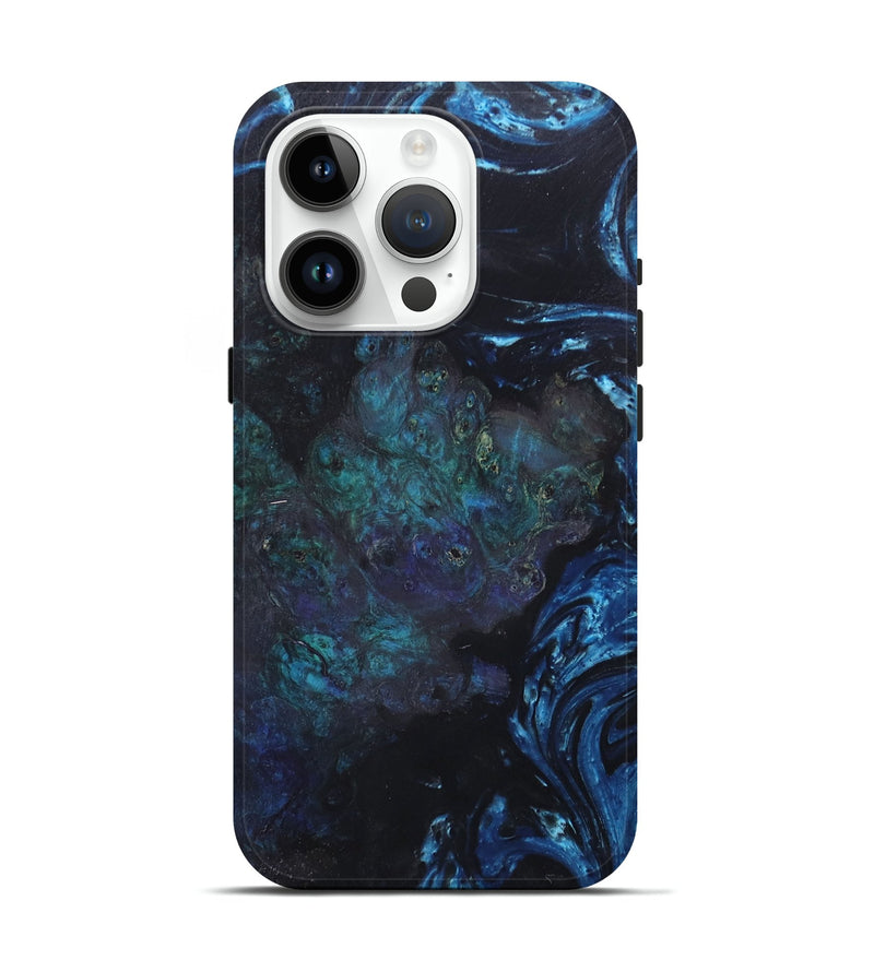 iPhone 15 Pro Wood+Resin Live Edge Phone Case - Brittani (Blue, 688566)