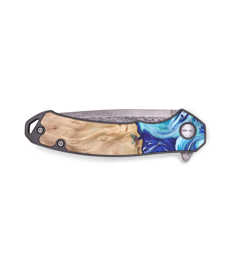 EDC Wood+Resin Pocket Knife - Billie (Blue, 688660)