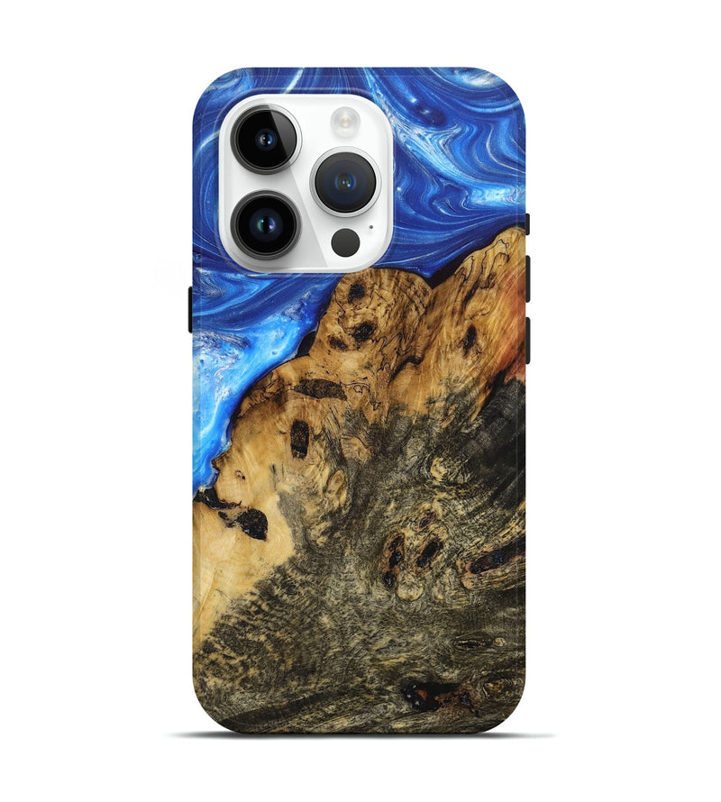 iPhone 15 Pro Wood+Resin Live Edge Phone Case - Amaya (Blue, 689012)