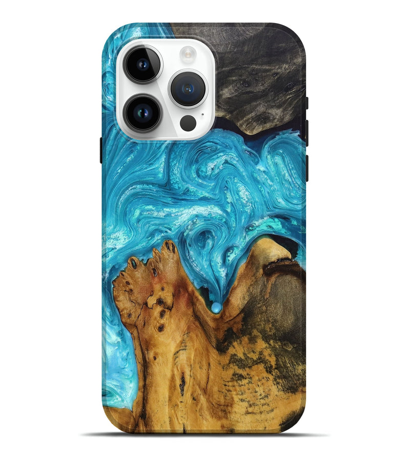 iPhone 15 Pro Max Wood+Resin Live Edge Phone Case - Nikki (Green, 689016)