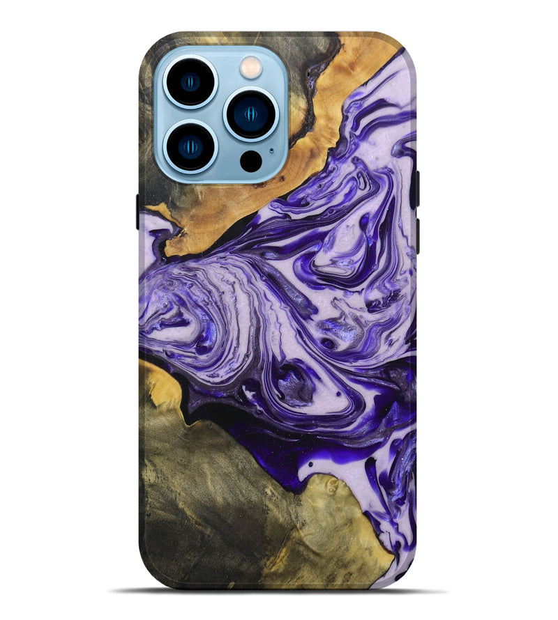 iPhone 14 Pro Max Wood+Resin Live Edge Phone Case - Noelle (Purple, 689030)