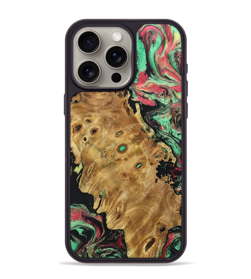 iPhone 15 Pro Max Wood+Resin Phone Case - Jaclyn (Reggae, 689217)