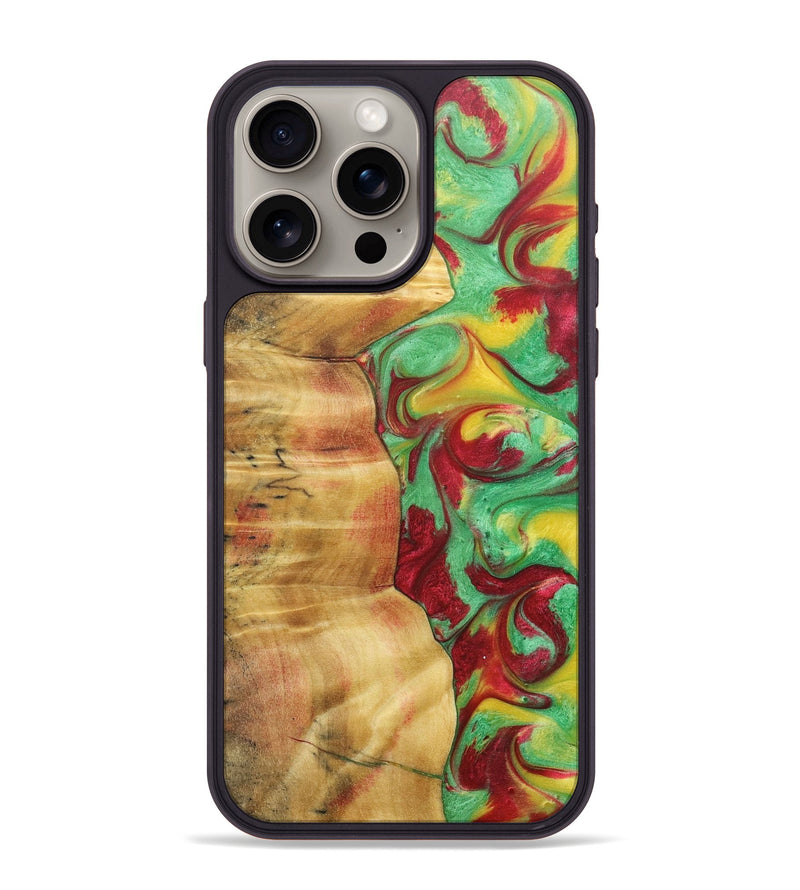 iPhone 15 Pro Max Wood+Resin Phone Case - Mikayla (Reggae, 689229)
