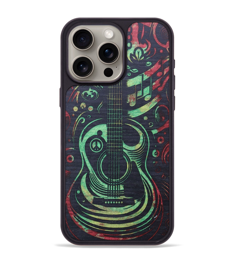 iPhone 15 Pro Max Wood+Resin Phone Case - Paisley (Reggae, 689377)