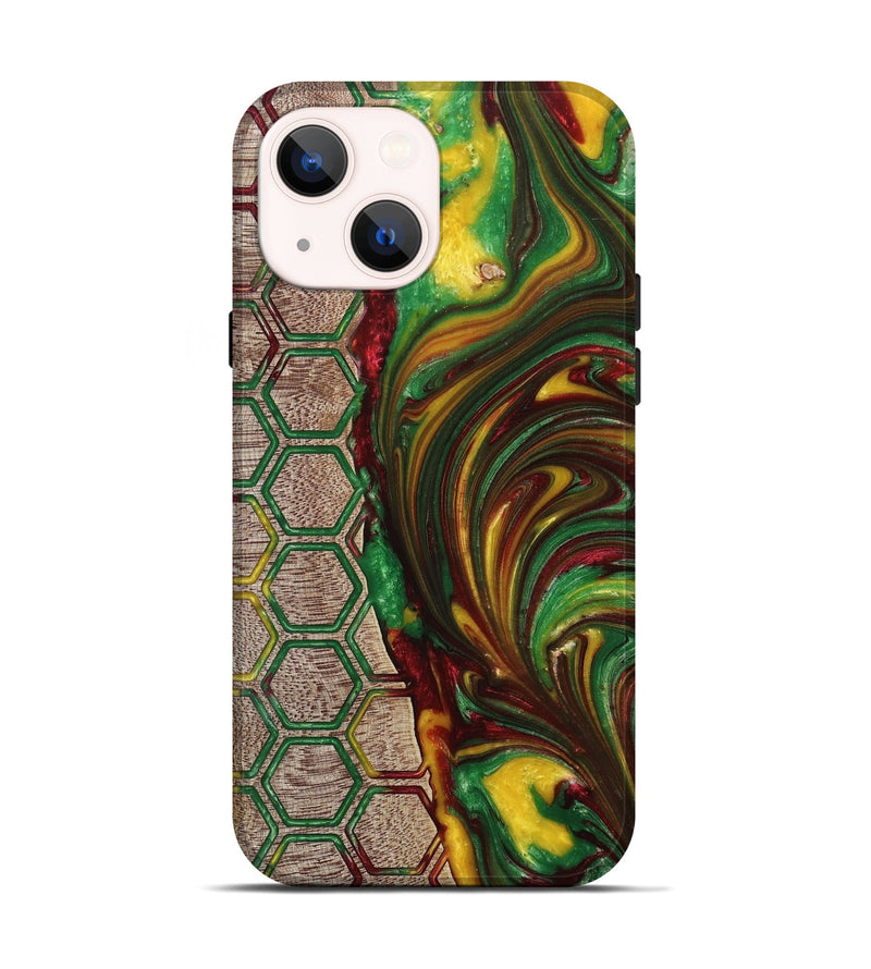 iPhone 14 Wood+Resin Live Edge Phone Case - Paxton (Reggae, 689492)