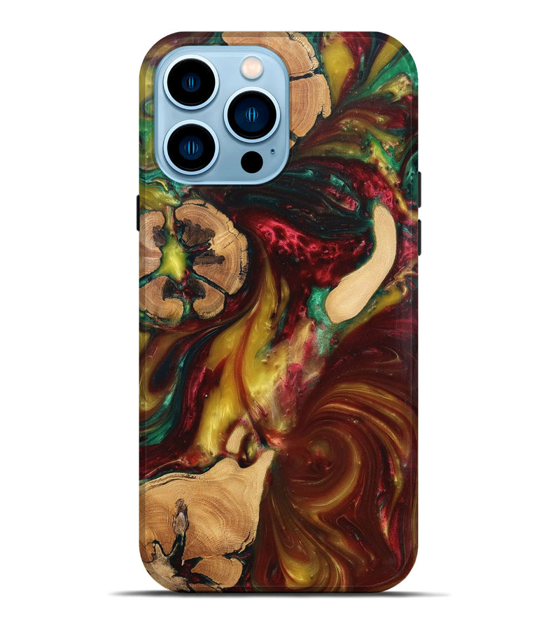 iPhone 14 Pro Max Wood+Resin Live Edge Phone Case - Gemma (Reggae, 689493)