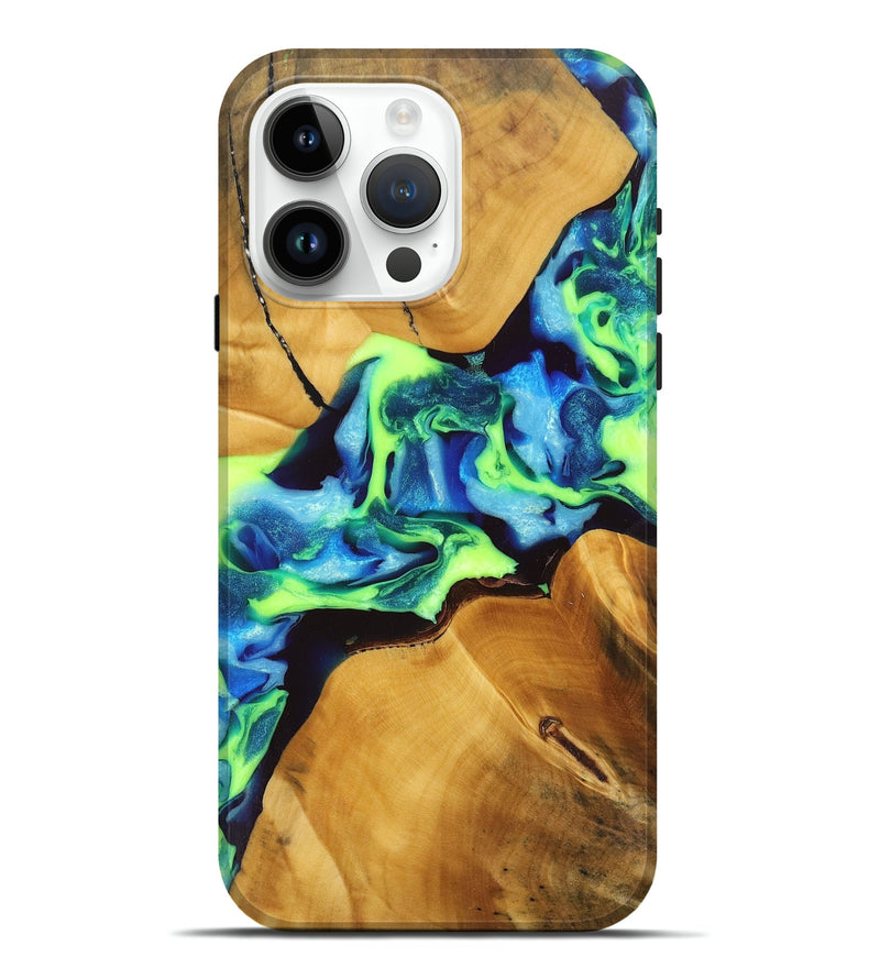 iPhone 15 Pro Max Wood+Resin Live Edge Phone Case - Elyse (Blue, 689554)