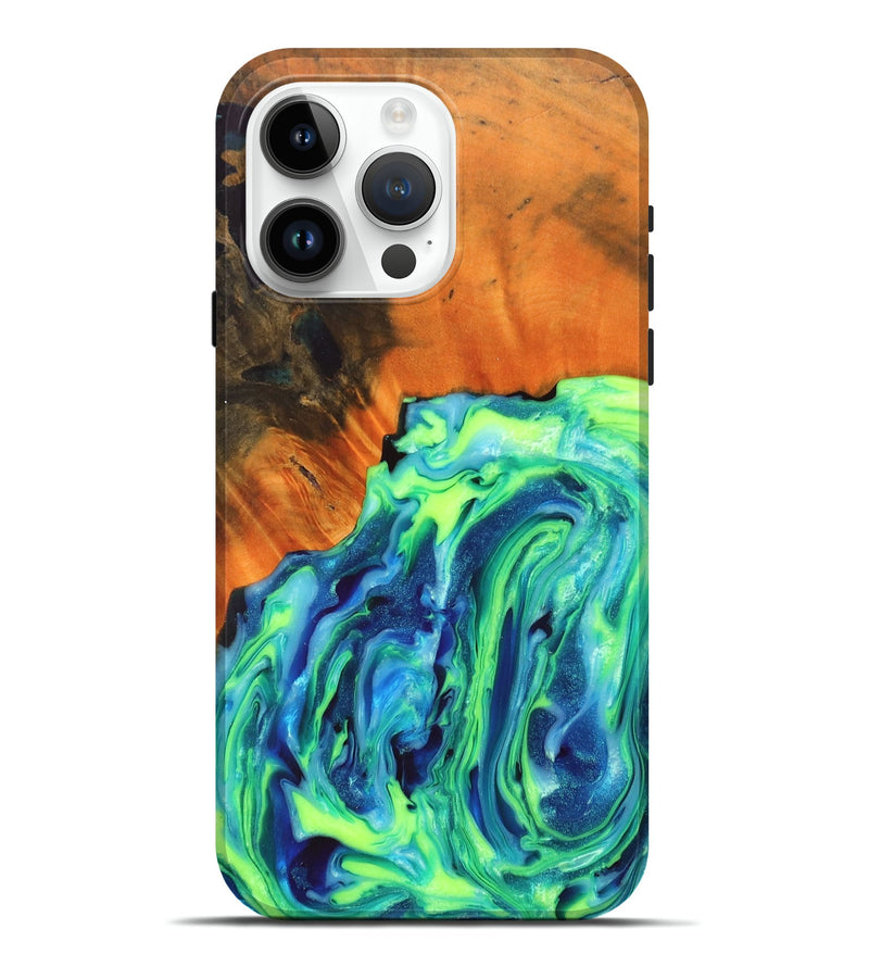 iPhone 15 Pro Max Wood+Resin Live Edge Phone Case - Benny (Blue, 689557)