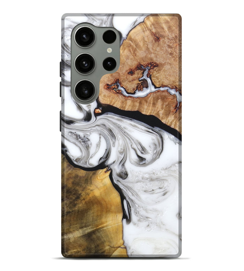 Galaxy S24 Ultra Wood+Resin Live Edge Phone Case - Alice (Black & White, 689561)