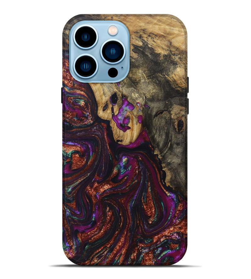 iPhone 14 Pro Max Wood+Resin Live Edge Phone Case - Savanna (Purple, 689573)