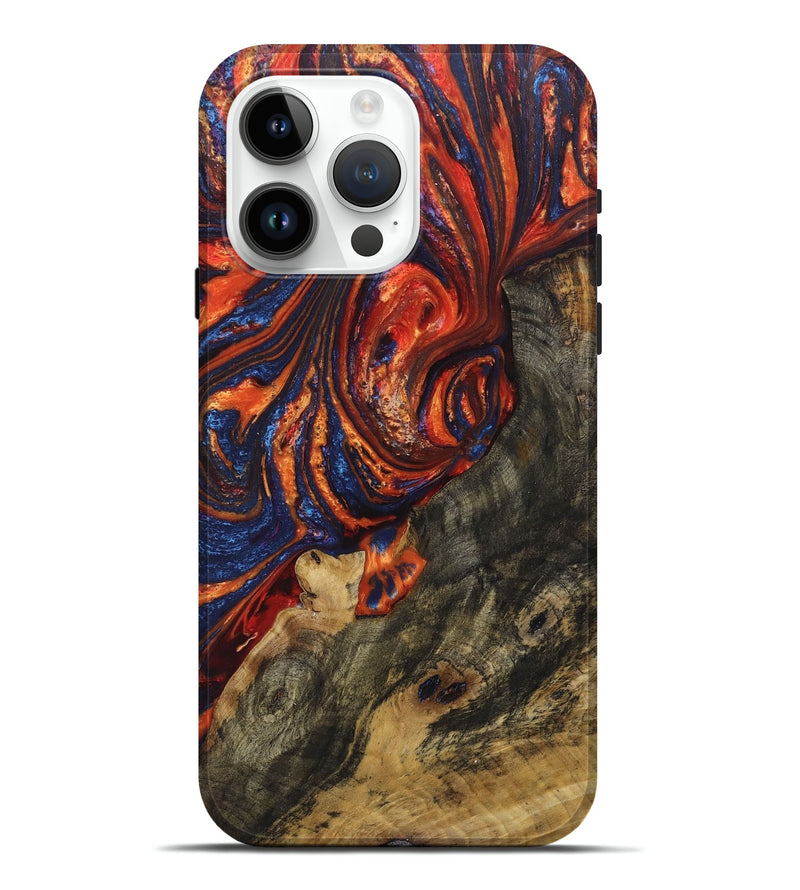 iPhone 15 Pro Max Wood+Resin Live Edge Phone Case - Gideon (Red, 689590)