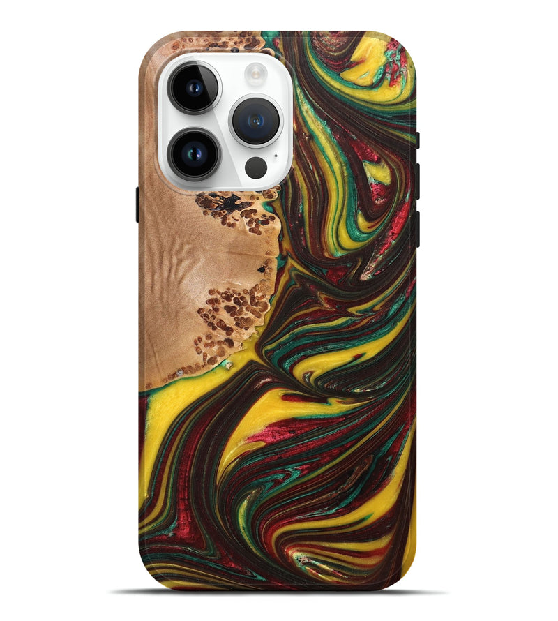 iPhone 15 Pro Max Wood+Resin Live Edge Phone Case - Alan (Reggae, 689771)