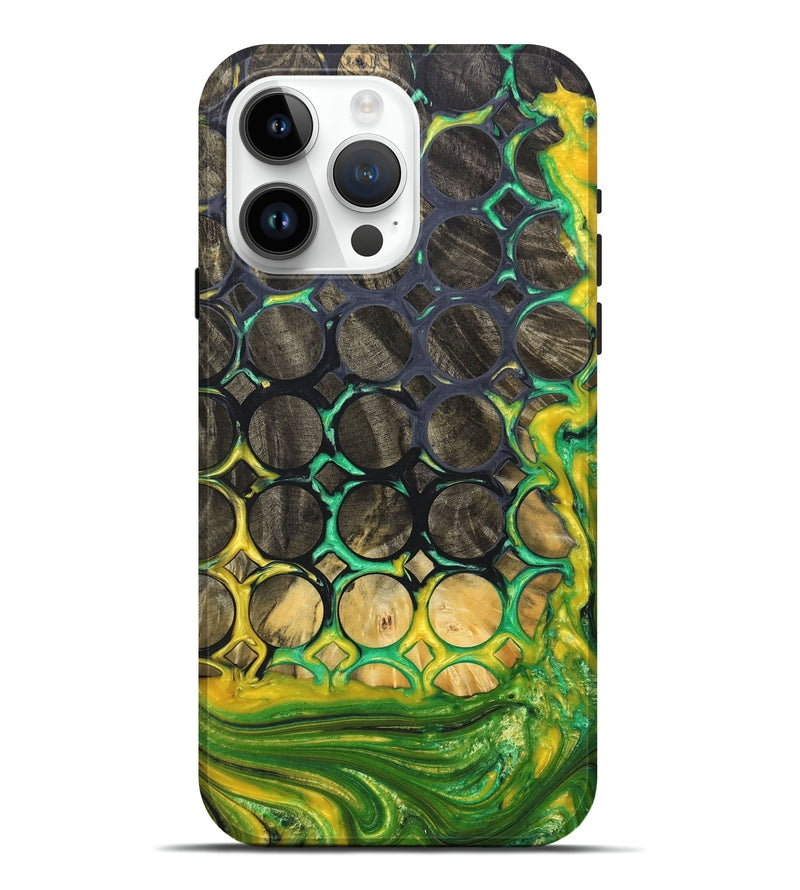 iPhone 15 Pro Max Wood+Resin Live Edge Phone Case - Jacquelyn (Reggae, 689776)