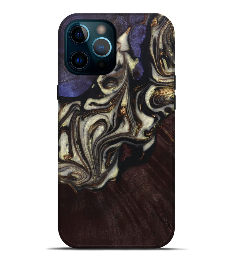 iPhone 12 Pro Max Wood+Resin Live Edge Phone Case - Alisa (Black & White, 689779)