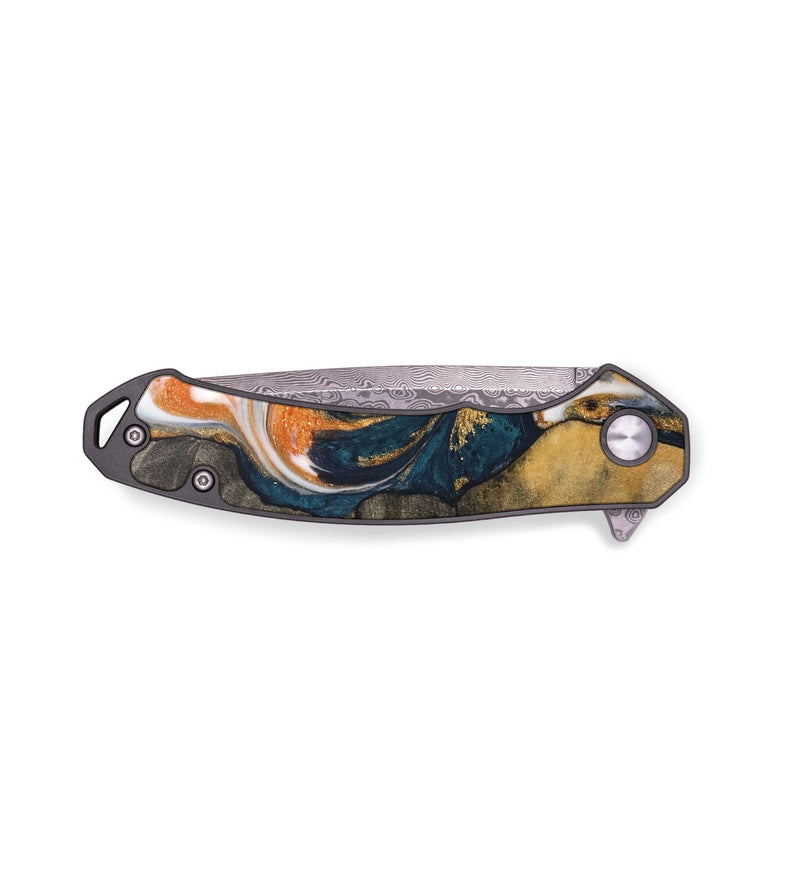 EDC Wood+Resin Pocket Knife - Kobe (Teal & Gold, 689940)