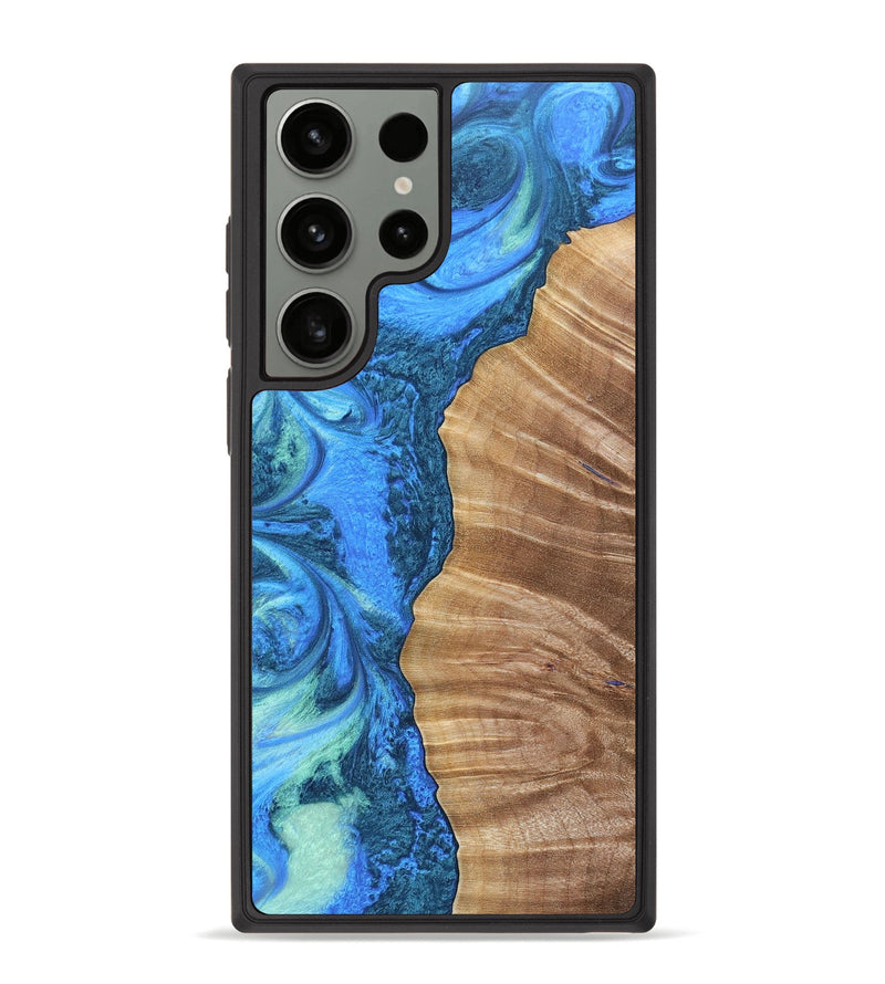 Galaxy S23 Ultra Wood+Resin Phone Case - Jasper (Blue, 690157)