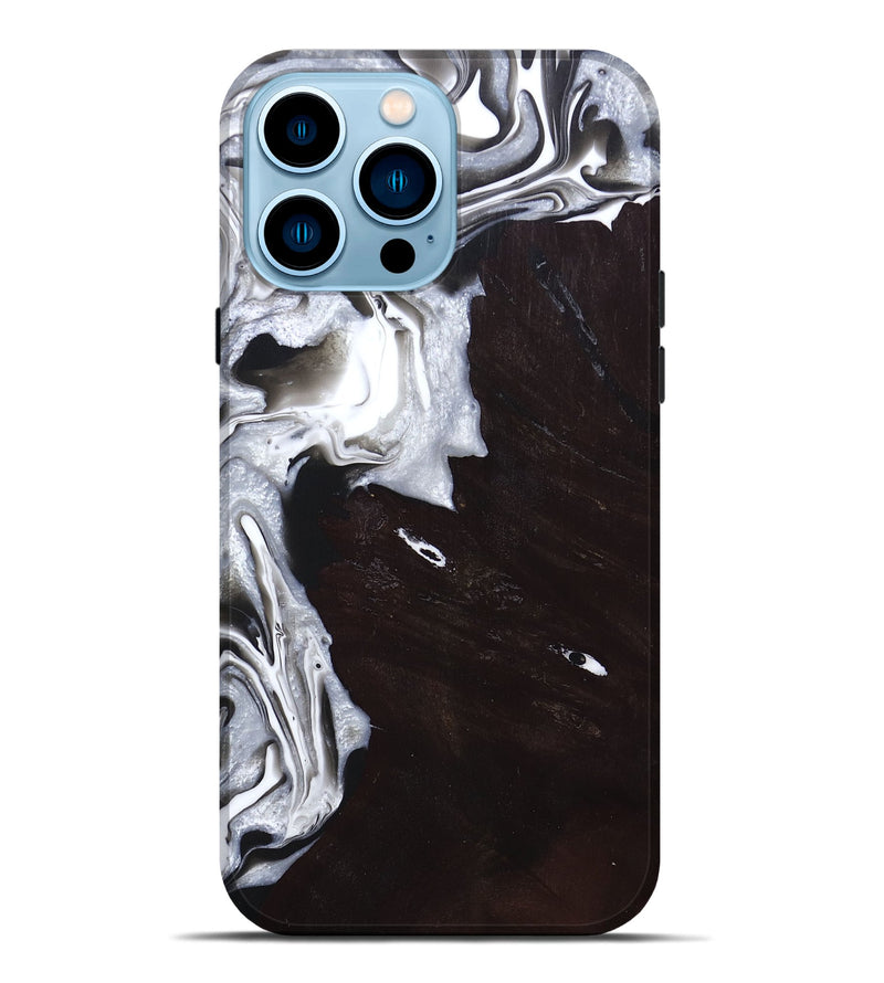 iPhone 14 Pro Max Wood+Resin Live Edge Phone Case - Harvey (Black & White, 690167)
