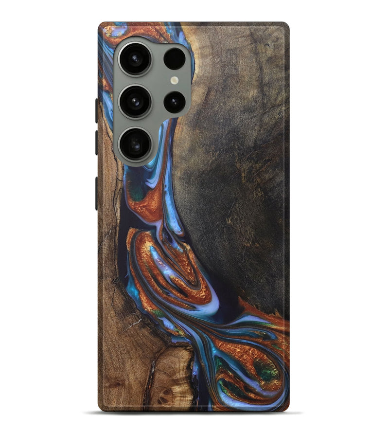 Galaxy S24 Ultra Wood+Resin Live Edge Phone Case - Everlee (Teal & Gold, 690192)