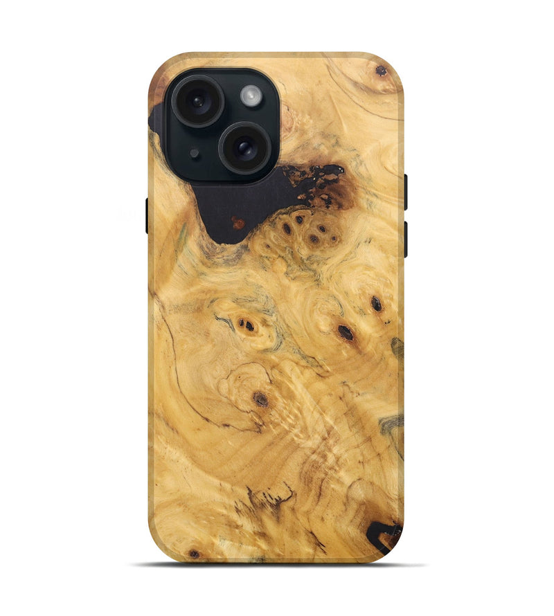 iPhone 15 Wood+Resin Live Edge Phone Case - Joyce (Wood Burl, 690204)